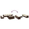 vidaXL Set muebles de jardín 9 piezas y cojines ratán sintético marrón