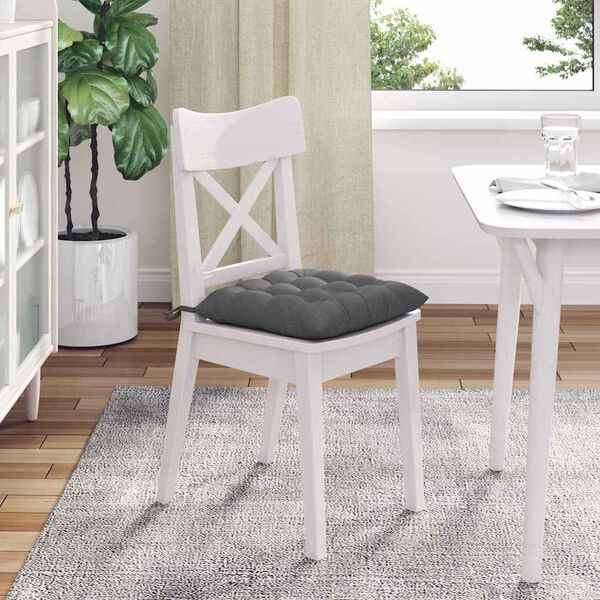 vidaXL Cojines para asiento 2 pcs Gris oscuro 40 x 40 x 6 cm tela