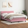 vidaXL Cama box spring con colch&oacute;n y LED terciopelo rosa 160x220 cm