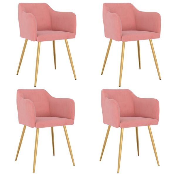 vidaXL Sillas de comedor 4 unidades terciopelo rosa