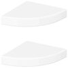 vidaXL Estantes esquineros flotantes (2 unidades), blanco brillante, 25 x 25 x 3,8 cm, MDF