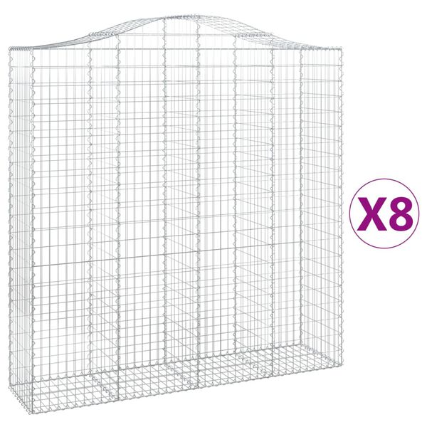 vidaXL Cestas de gaviones 8 uds forma de arco hierro 200x50x200/220 cm