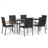 vidaXL Juego de comedor para jard&iacute;n 7 piezas acero y textilene negro