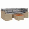 vidaXL Conjunto de sof&aacute;s de jard&iacute;n 7 uds. Beige rat&aacute;n sint&eacute;tico
