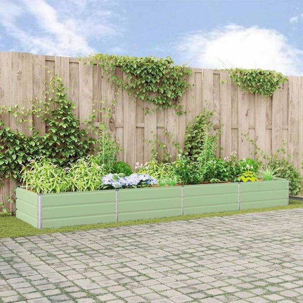 vidaXL Jardinera Verde Pastel 195 x 100 x 45 cm Acero Galvanizado
