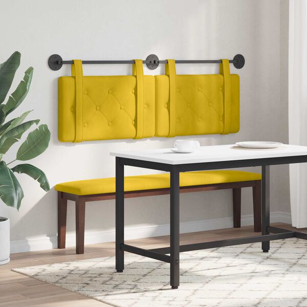 vidaXL Cabecera Colgante Amarillo 130 x 55 x 5 cm Terciopelo
