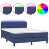vidaXL Cama box spring colch&oacute;n y luces LED tela azul 140x190 cm