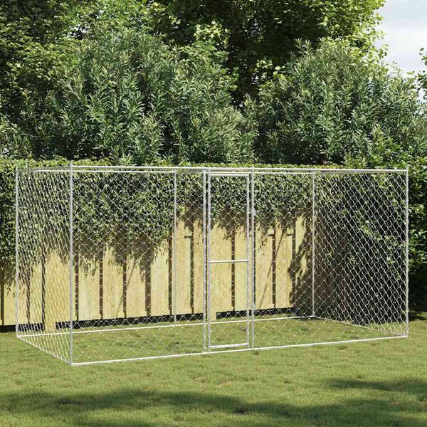 vidaXL Jaula para perro Plateado 400 x 200 x 256 cm Acero Galvanizado