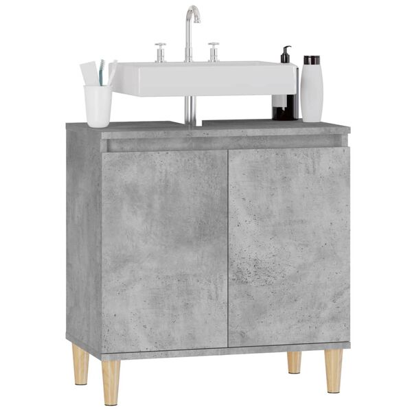 vidaXL Armario de lavabo madera contrachapada gris hormigón 58x33x60cm