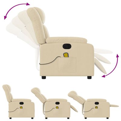 vidaXL Sillón reclinable de masaje eléctrico tela color crema