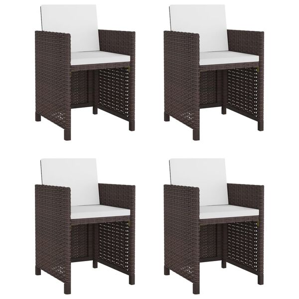 vidaXL Set de comedor jardín 5 pzas y cojines ratán sintético marrón