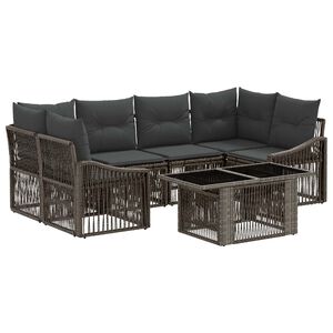 vidaXL Conjunto de sof&aacute;s de jard&iacute;n 7 uds. Gris y Gris Oscuro