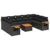 vidaXL Set de sof&aacute;s de jard&iacute;n 10 pzas cojines rat&aacute;n sint&eacute;tico negro