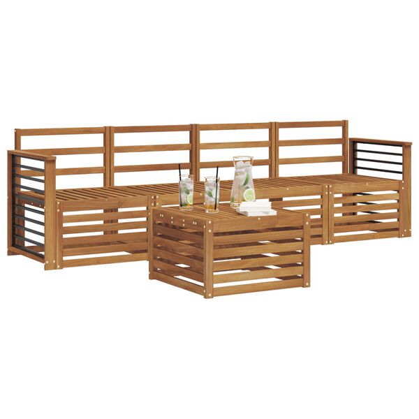 vidaXL Juegos de sof&aacute;s Natural Madera de Acacia S&oacute;lida