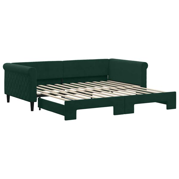 vidaXL Sof&aacute; cama nido terciopelo verde oscuro 100x200 cm