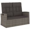 vidaXL Banco jard&iacute;n reclinable y cojines rat&aacute;n sint&eacute;tico gris 118 cm