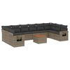 vidaXL Set de sof&aacute;s de jard&iacute;n 11 pzas y cojines rat&aacute;n sint&eacute;tico gris