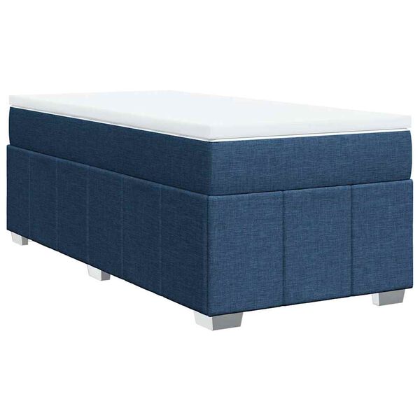 vidaXL Cama box spring con colch&oacute;n tela azul 100x200 cm