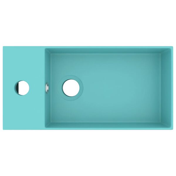 vidaXL Lavabo con rebosadero cer&aacute;mica verde claro