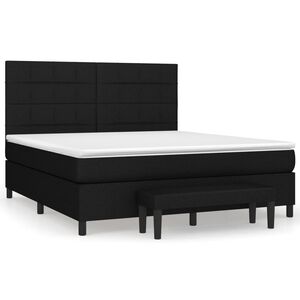 vidaXL Cama box spring con colch&oacute;n tela negro 160x200 cm
