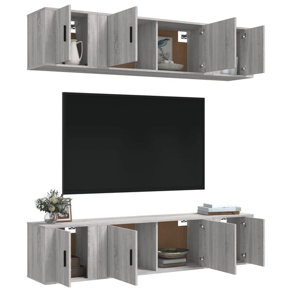 vidaXL Set de muebles para TV 6 pzas madera contrachapada gris Sonoma