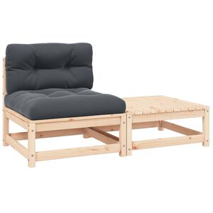 vidaXL Muebles de jard&iacute;n 2 piezas con cojines madera maciza de pino