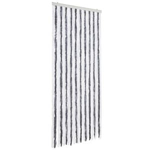vidaXL Cortina mosquitera gris y blanco chenilla 90x220 cm