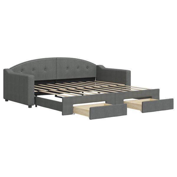 vidaXL Sofá cama nido con cajones tela gris oscuro 90x190 cm