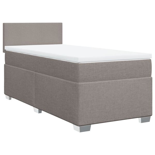 vidaXL Cama box spring con colch&oacute;n tela gris taupe 100x200 cm