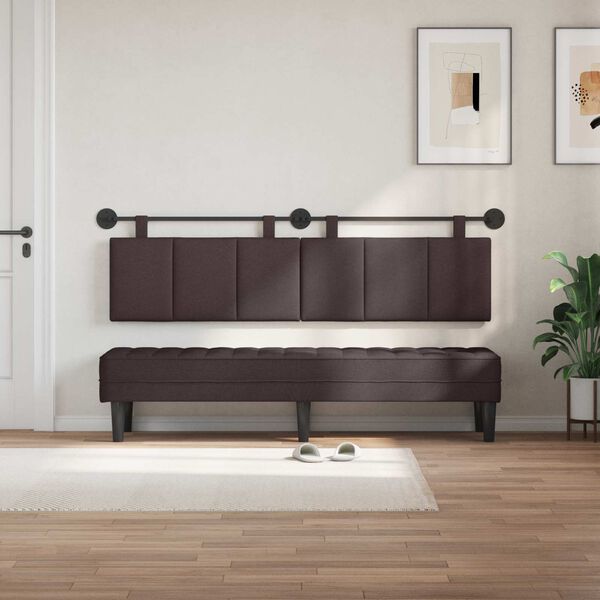 vidaXL Cabecera Colgante Rayado Marr&oacute;n Oscuro 190 x 55 x 5 cm tela