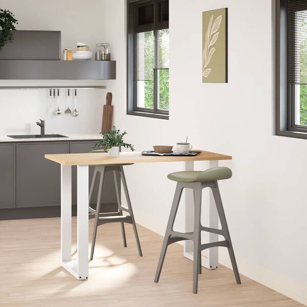 vidaXL Patas para mesa de bar en forma de U (2 unidades), color blanco, 60 x (90-91) cm, acero