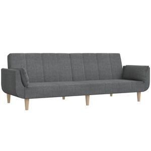 vidaXL Sof&aacute; cama de 2 plazas con dos almohadas tela gris claro