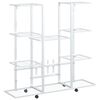 vidaXL Soporte para flores con ruedas hierro blanco 94,5x24,5x91,5 cm
