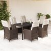 vidaXL Set comedor de jard&iacute;n 7 pzas con cojines rat&aacute;n sint&eacute;tico marr&oacute;n