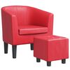 vidaXL Sill&oacute;n con taburete cuero sint&eacute;tico rojo