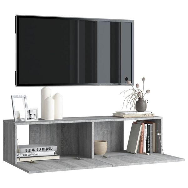 vidaXL Mueble pared TV madera contrachapada gris Sonoma 120x30x30 cm