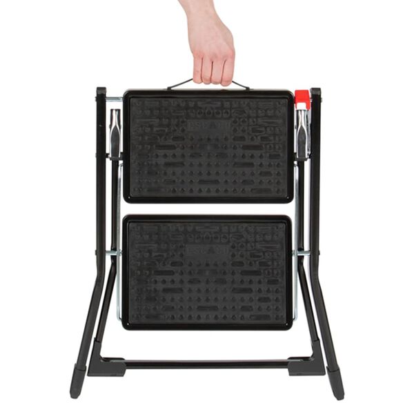 Escalo Taburete escalera plegable metal negro 150 kg