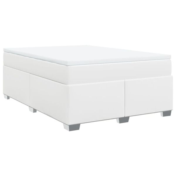 vidaXL Cama box spring con colchón cuero sintético blanco 140x200cm