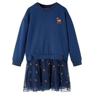 vidaXL Vestido infantil de manga larga azul marino 92