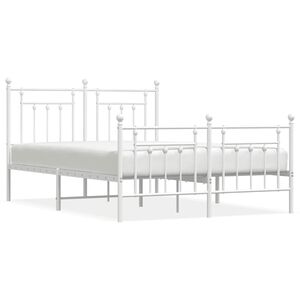 vidaXL Estructura cama sin colch&oacute;n con estribo metal blanco 140x200 cm