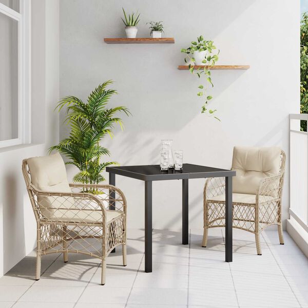 vidaXL Conjunto de Comedor de Jard&iacute;n 3 pcs Beige rat&aacute;n sint&eacute;tico