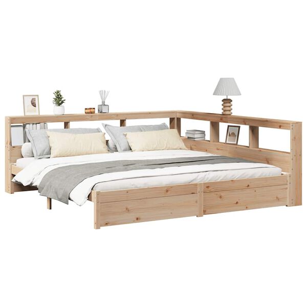 vidaXL Cama con estanter&iacute;a sin colch&oacute;n madera maciza de pino 180x200cm