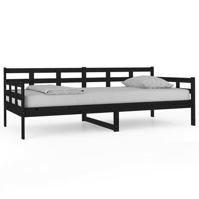 vidaXL Sofá cama madera maciza de pino negro 90x200 cm