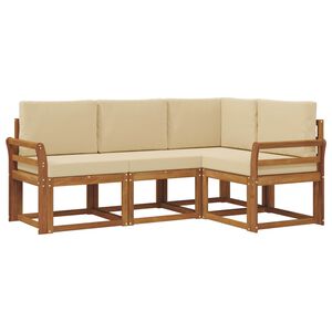 vidaXL Conjunto de sof&aacute;s de exterior con coj&iacute;n 4 pcs Natural y Beige