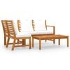 vidaXL Muebles de jard&iacute;n 4 pzas cojines crema madera maciza de acacia