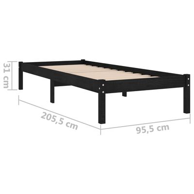 vidaXL Estructura de cama de madera maciza de pino negra 90x200 cm
