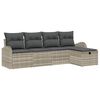 vidaXL Conjunto de sof&aacute; de jard&iacute;n 5 uds. Gris Claro rat&aacute;n sint&eacute;tico