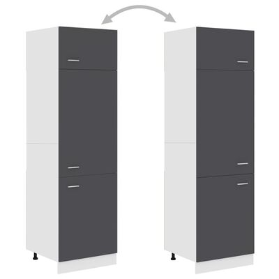 vidaXL Armario de frigorífico madera contrachapada gris 60x57x207 cm