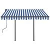 vidaXL Toldo retr&aacute;ctil autom&aacute;tico con postes azul y blanco 3,5x2,5 m