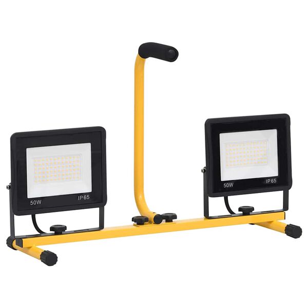 vidaXL Foco LED con asa 2x50 W blanco cálido